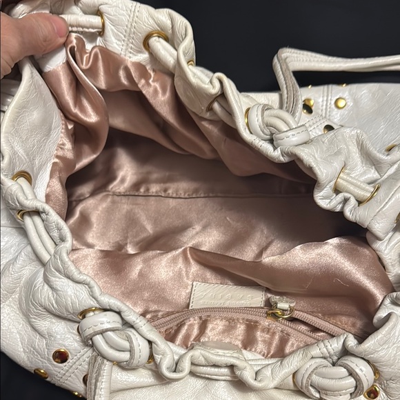 Sabina Elegant white soft Leather Bag with Gold Accents 80s - Picture 8 of 14